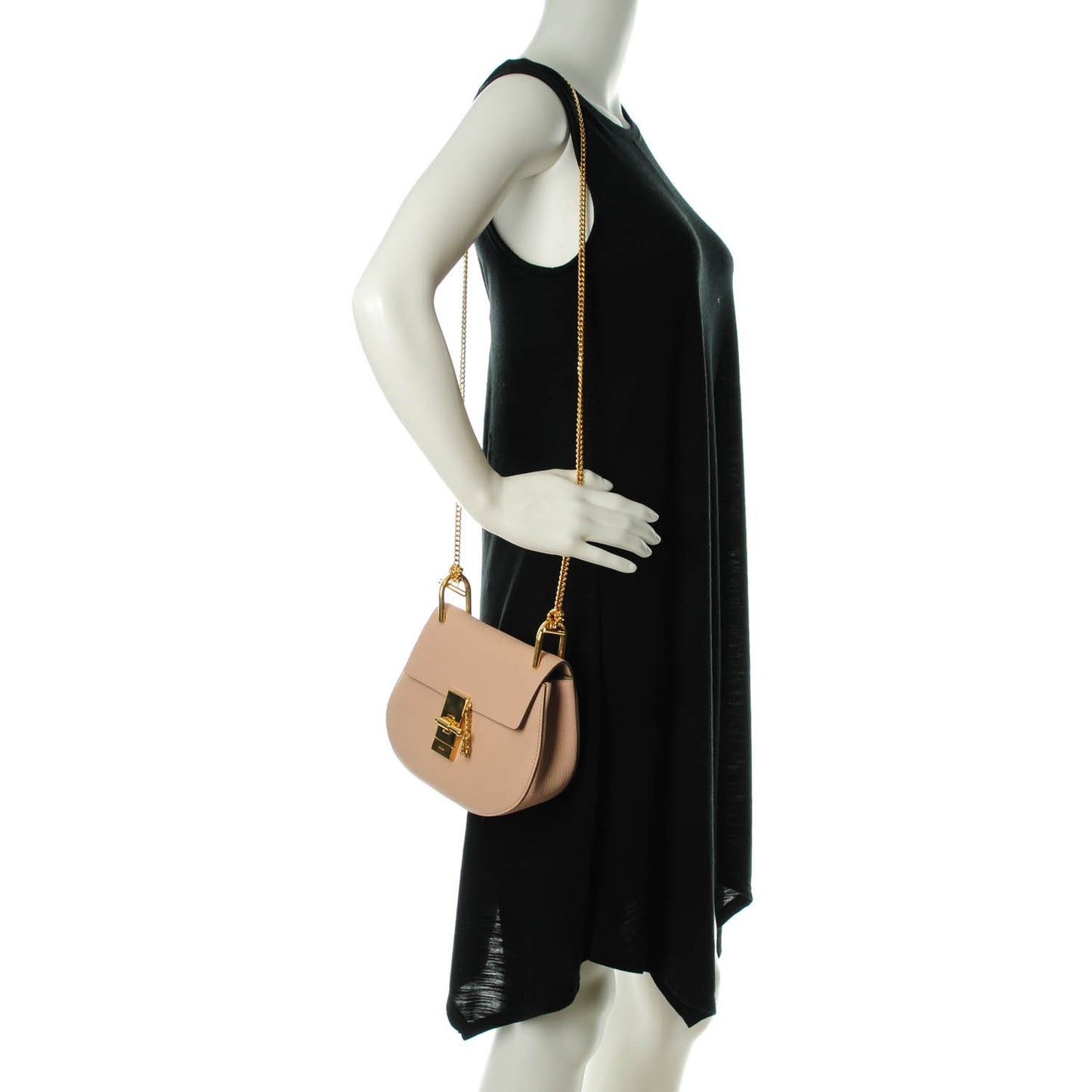 Grained Lambskin Mini Drew Shoulder Bag Cement Pink
