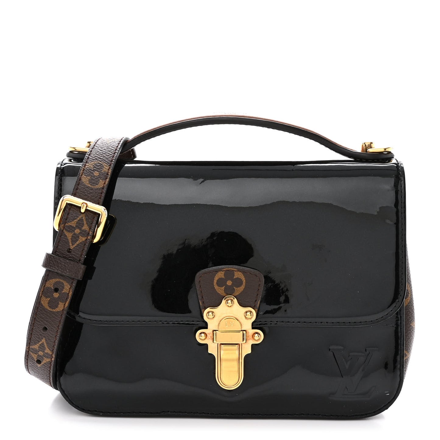 Patent Calfskin Monogram Cherrywood PM Black