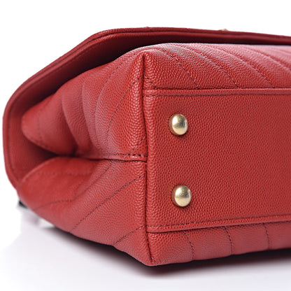 Chanel Caviar Chevron Quilted Mini Coco Handle Flap Red 8 of 10
