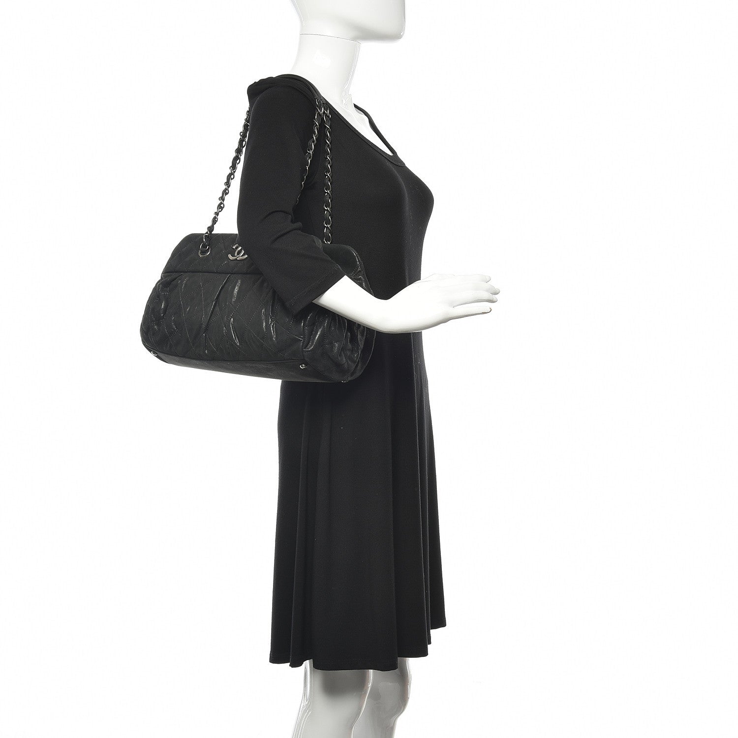 Chanel Iridescent Calfskin Chic Quilt Bowling Bag Black 2 of 11