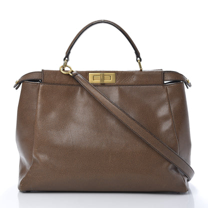 Fendi Patent Large Peekaboo Iconic Satchel Brown 2 of 17