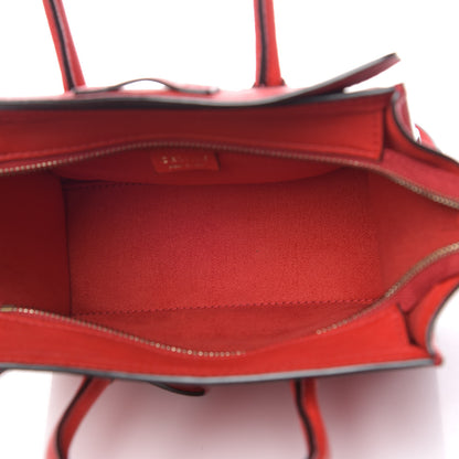 Celine Drummed Calfskin Nano Luggage Coquelicot 6 of 14