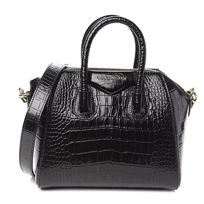 Givenchy Calfskin Crocodile Embossed Mini Antigona Black 1 of 11