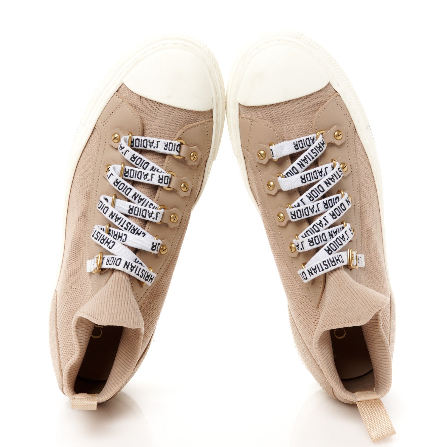 Christian Dior Technical Knit Calfskin Womens Walk'N'Dior High Top Sneaker 38.5 Nude 2 of 10