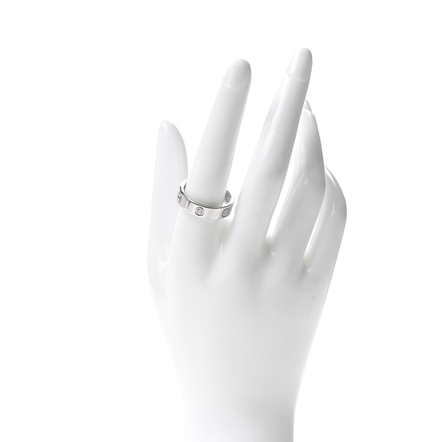 18K White Gold 3 Diamond 5.5mm LOVE Ring 60 9.25