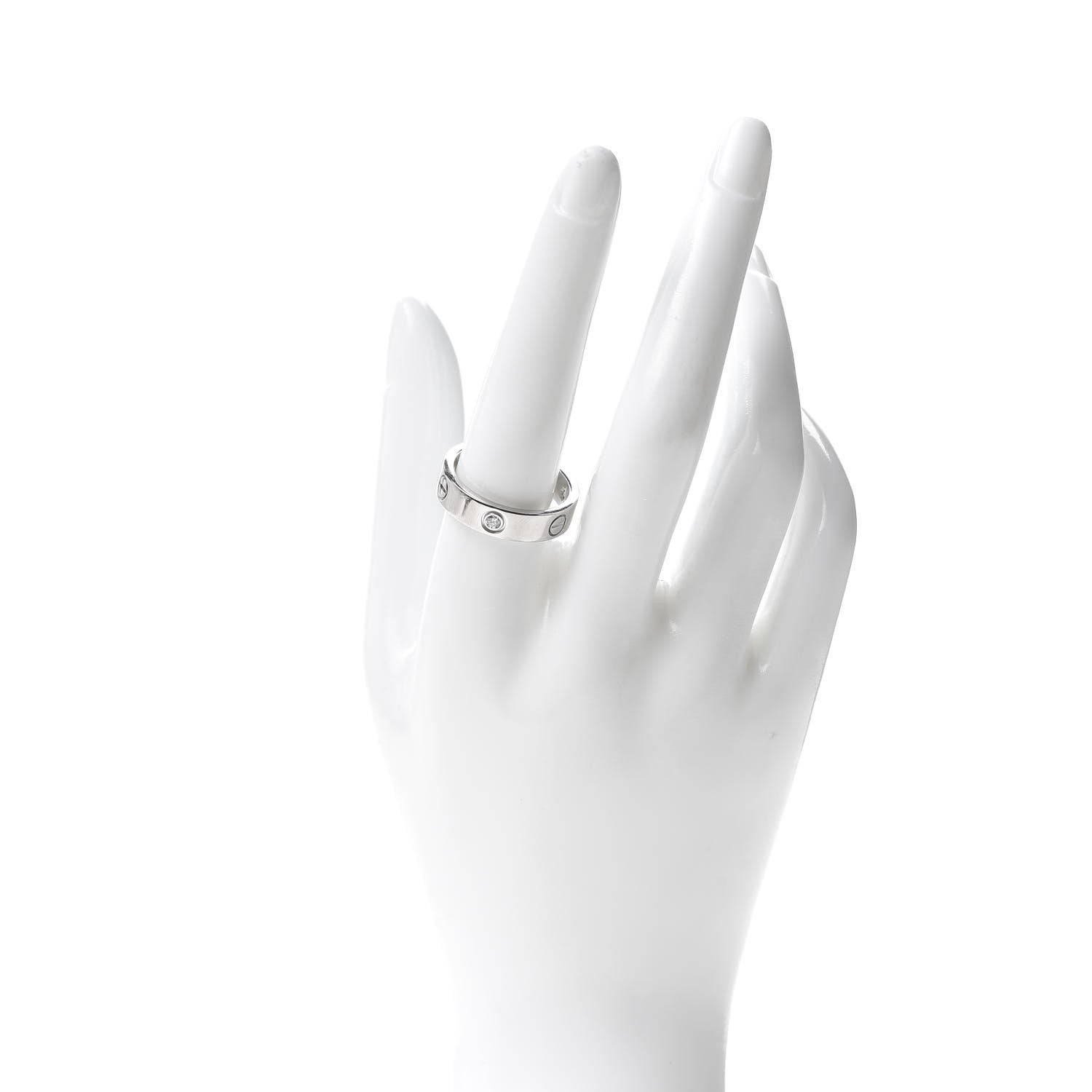 Cartier 18K White Gold 3 Diamond 5.5mm LOVE Ring 60 9.25 2 of 4