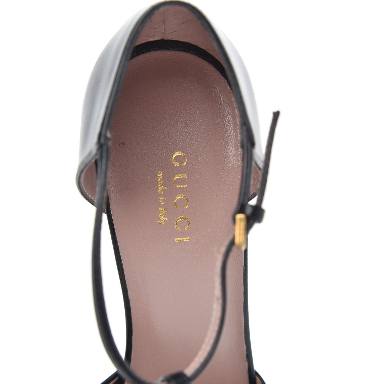Gucci Malaga Kid Studded Cap Toe T Strap Pumps 36.5 Black 7 of 10