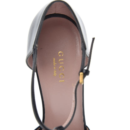 Gucci Malaga Kid Studded Cap Toe T Strap Pumps 36.5 Black 7 of 10