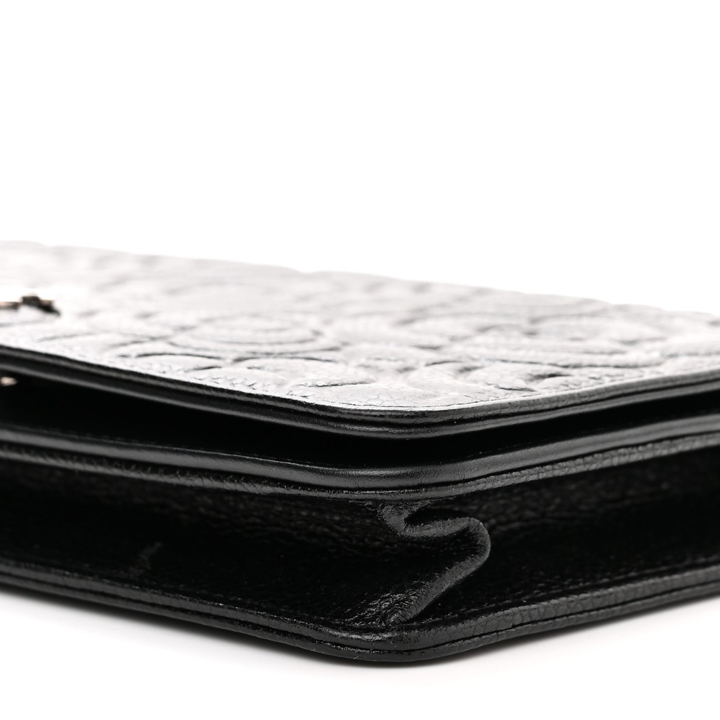 Caviar Camellia Embossed Wallet On Chain WOC Black