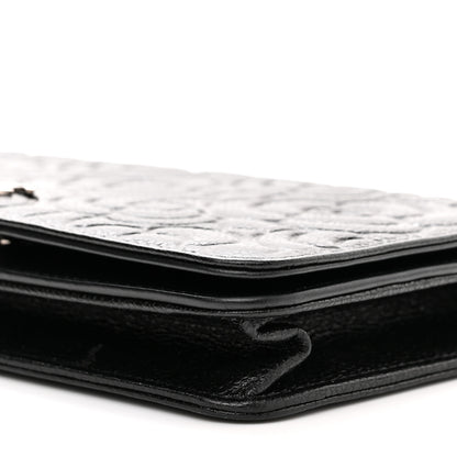 Chanel Caviar Camellia Embossed Wallet On Chain WOC Black 12 of 13