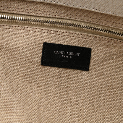 Saint Laurent Linen Calfskin Rive Gauche Tote Optic White 6 of 9