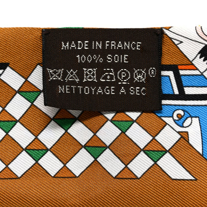 Hermes Silk De l'Ombrelle Aux Duels Twilly Caramel Vert Bleu 3 of 6