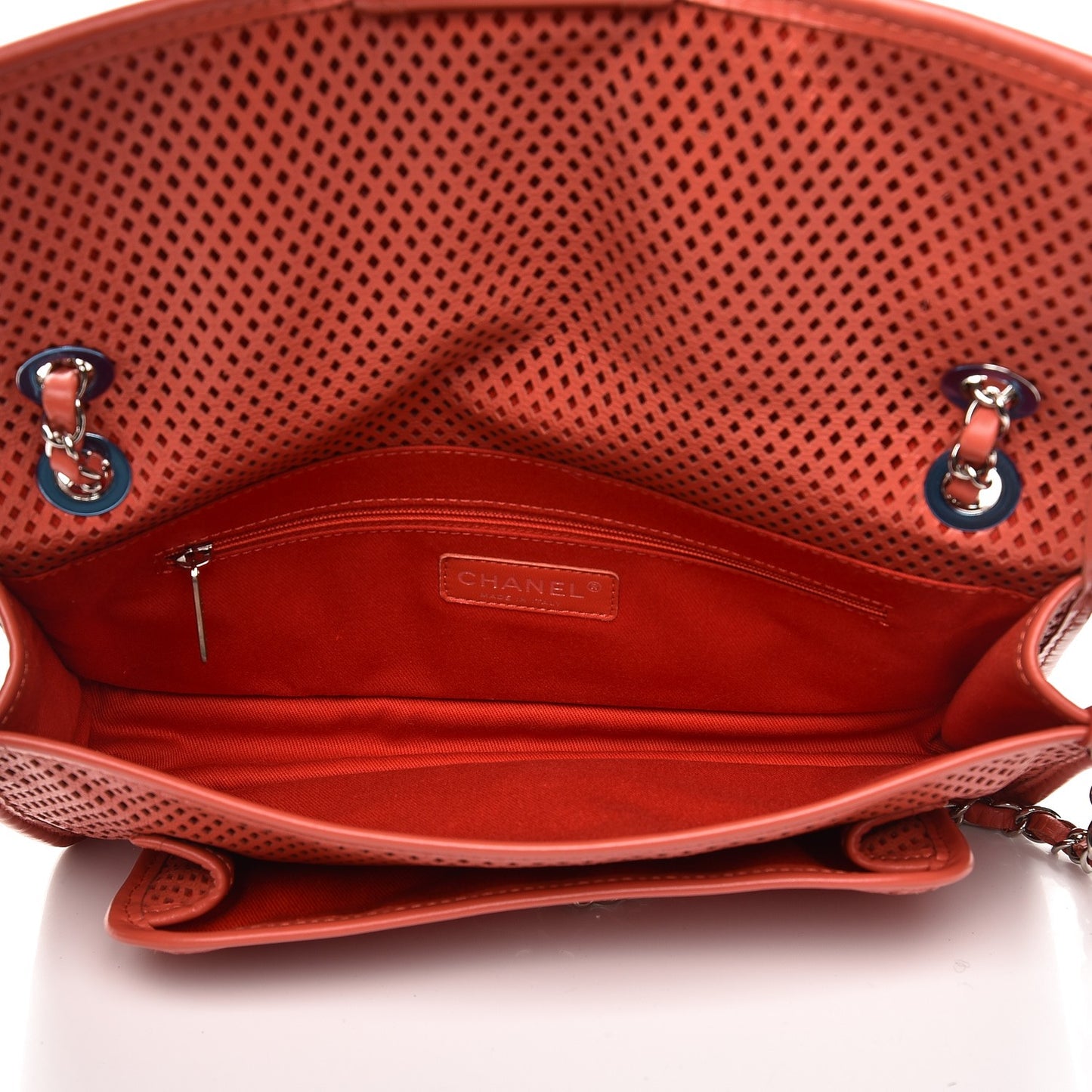 Perforated Calfskin Up In The Air Flap Red
