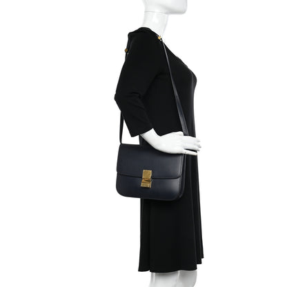 Celine Box Calfskin Medium Classic Box Flap Bag Navy 2 of 14
