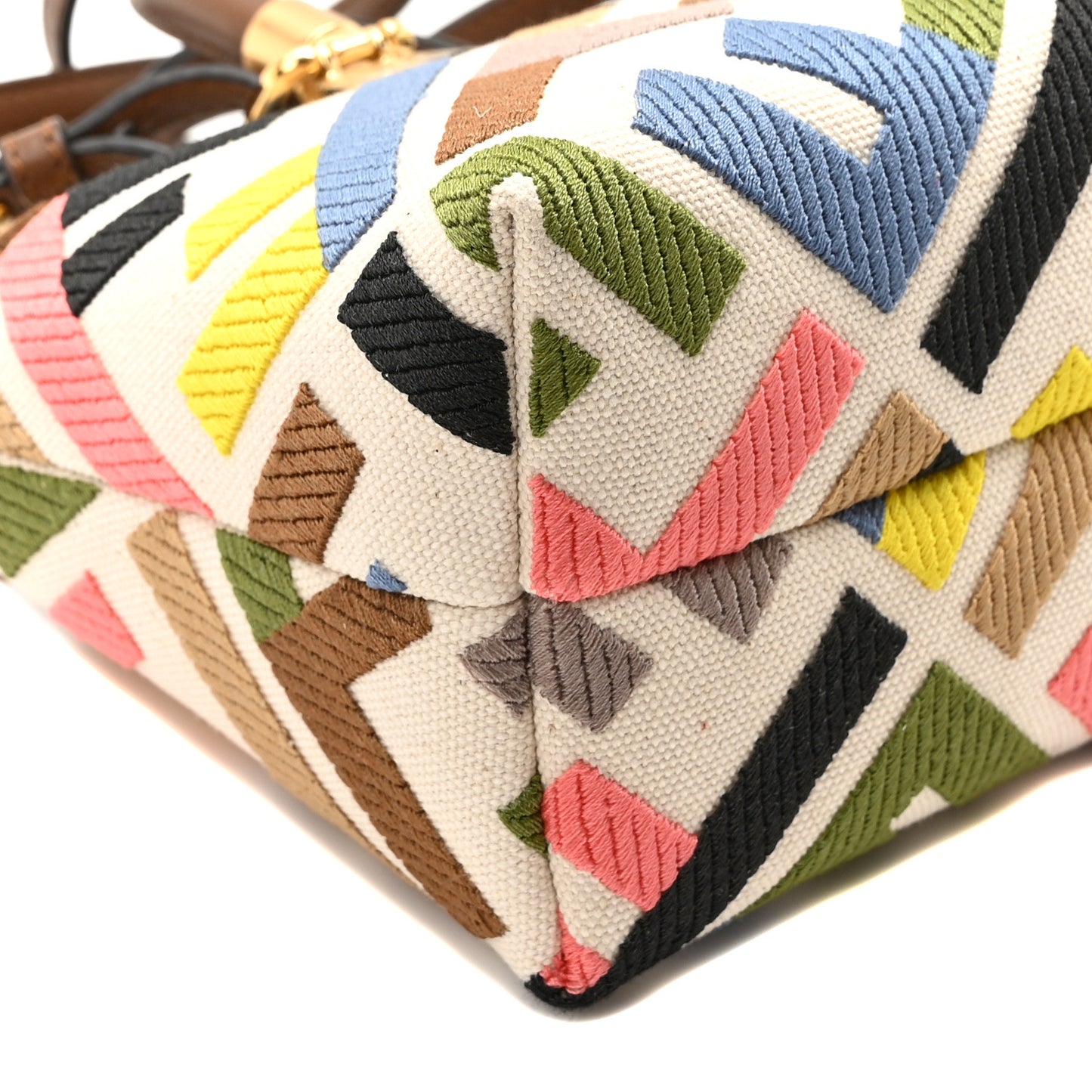 Canvas Vitello FF Multicolor Embroidered Mini By The Way Top Handle Boston Bag Multicolor