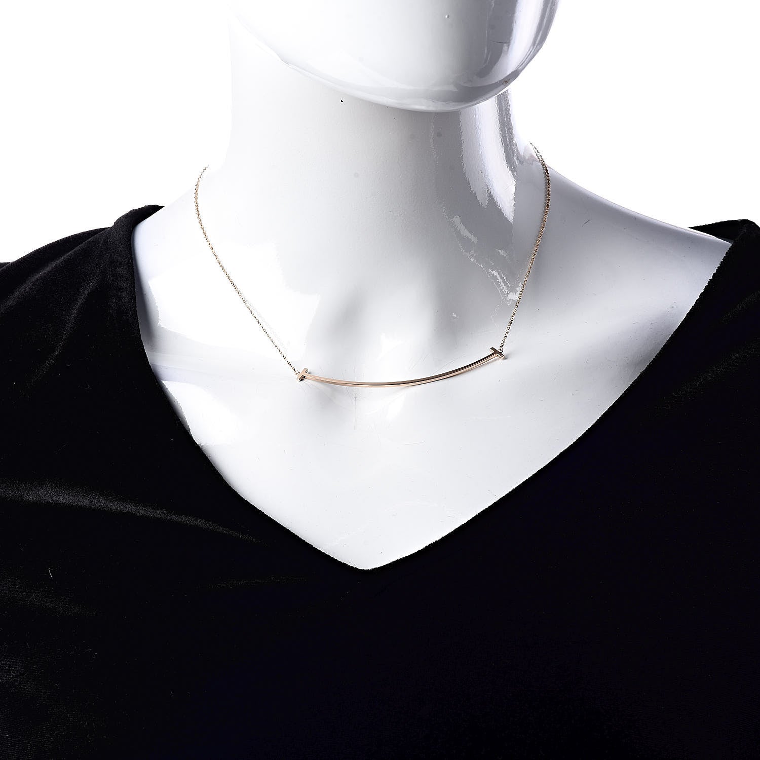 Tiffany 18K Rose Gold T Smile Pendant Necklace 2 of 6