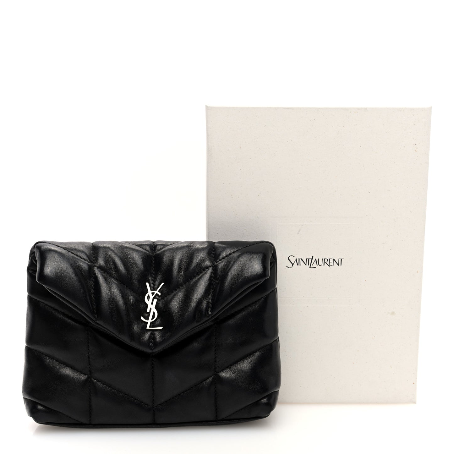 Lambskin Monogram Loulou Puffer Pouch Clutch Black