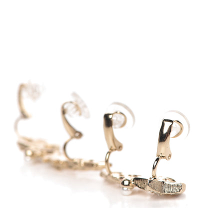 Chanel Feather Star CC Clip On Earrings Gold 3 of 5