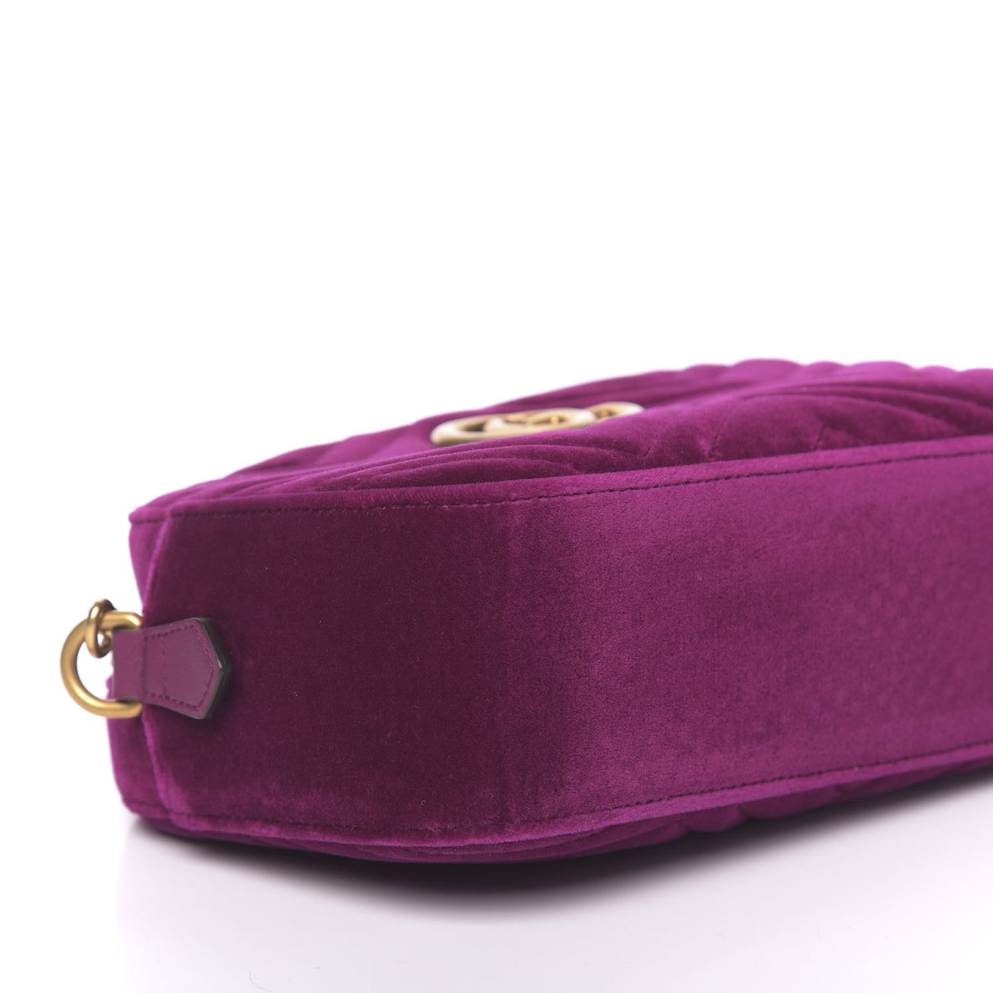 Velvet Matelasse Small GG Marmont Chain Shoulder Bag Fuchsia Violet Cyclamen