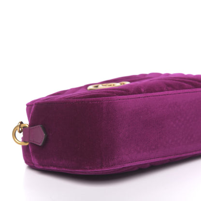 Gucci Velvet Matelasse Small GG Marmont Chain Shoulder Bag Fuchsia Violet Cyclamen 8 of 10