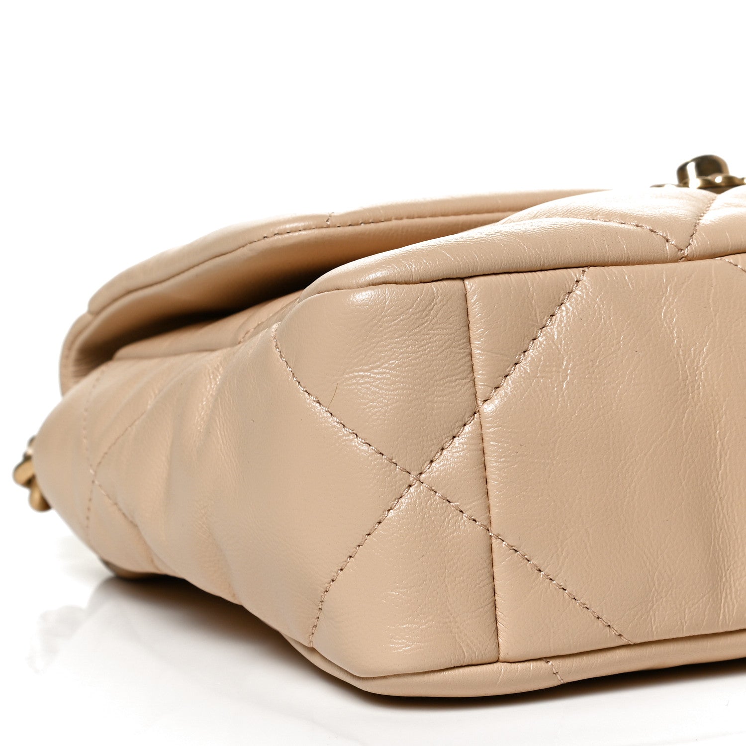 Chanel Shiny Goatskin Quilted Medium Chanel 19 Flap Beige 9 of 15