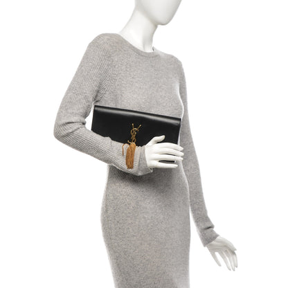 Saint Laurent Calfskin Classic Monogram Tassel Clutch Black 2 of 6