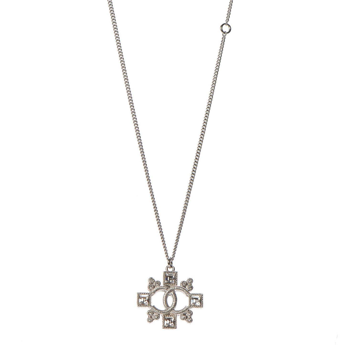 Crystal CC Necklace Silver