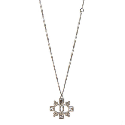 Chanel Crystal CC Necklace Silver 1 of 5
