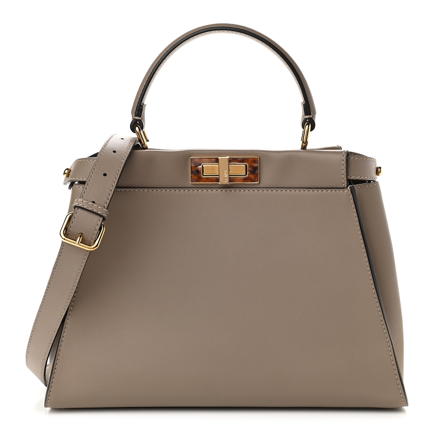 Fendi Vitello Seta Plexiglass Tortoise Medium Peekaboo Iconic Satchel Tortora 1 of 9