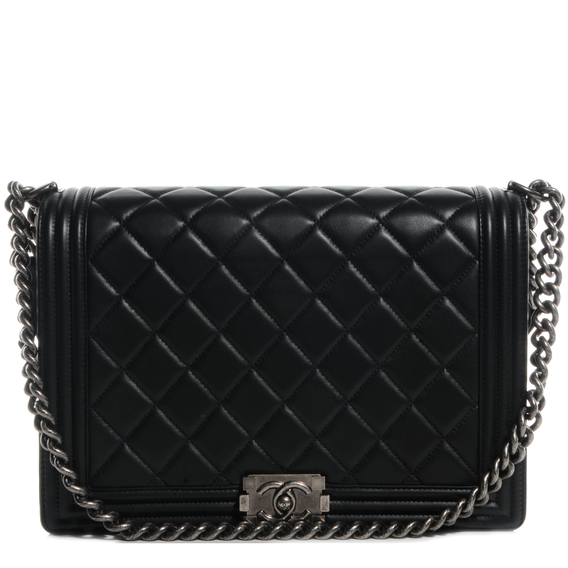Chanel Lambskin Quilted Large Boy Flap Black 1 of 9