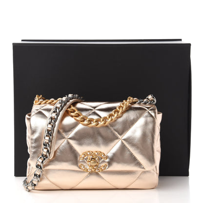 Chanel Metallic Lambskin Quilted Medium Chanel 19 Flap Gold 11 of 11
