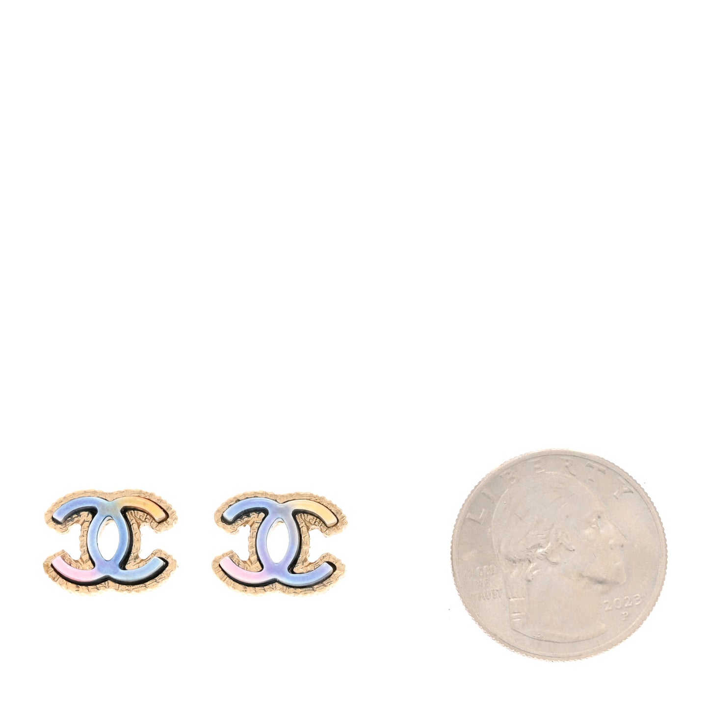 Enamel Rainbow CC Earrings Gold Multicolor