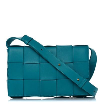 Bottega Veneta Lambskin Maxi Intrecciato Cassette Crossbody Bag Petrol Blue 1 of 14