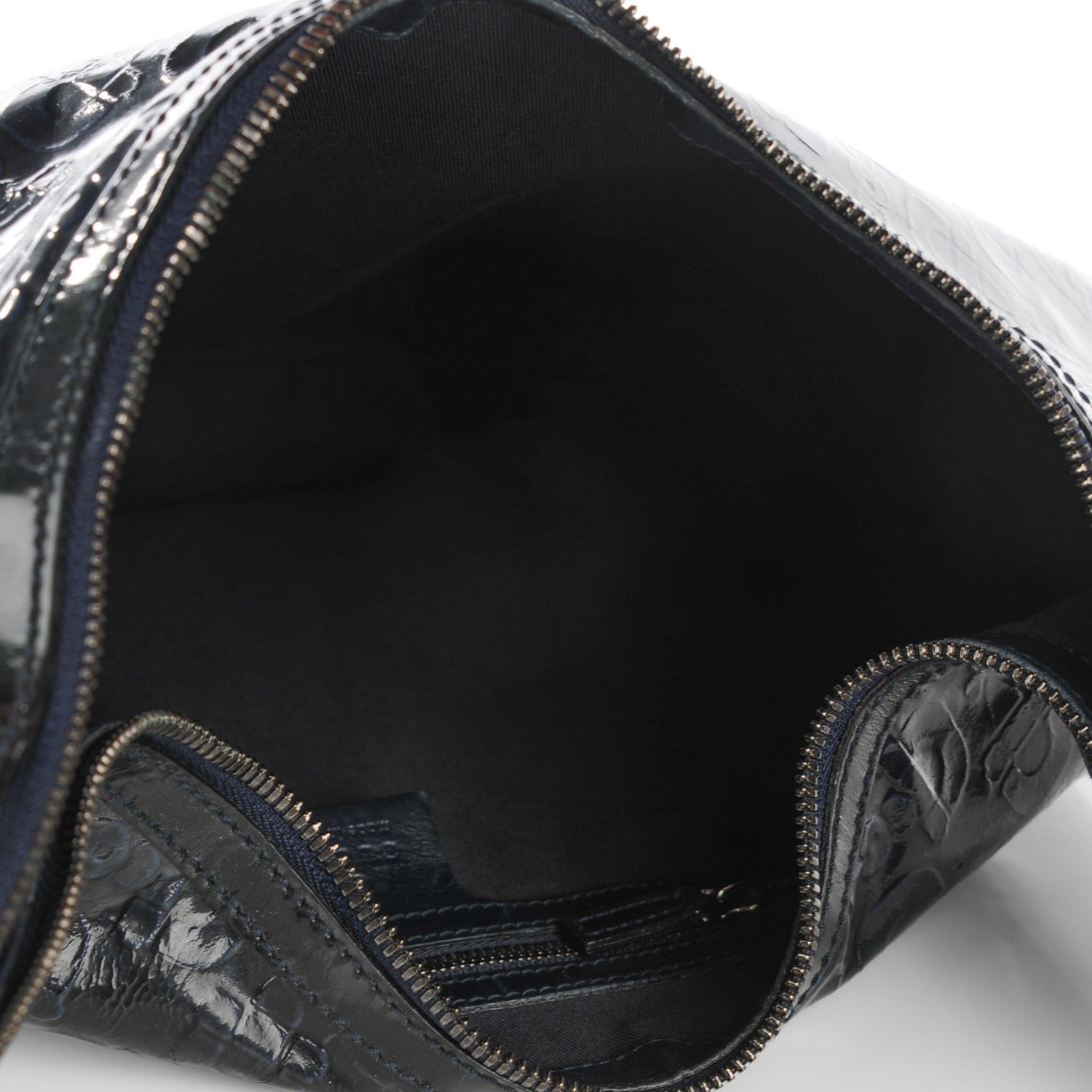 Gucci Patent Calfskin Horsebit Embossed Glam Hobo Navy 7 of 11