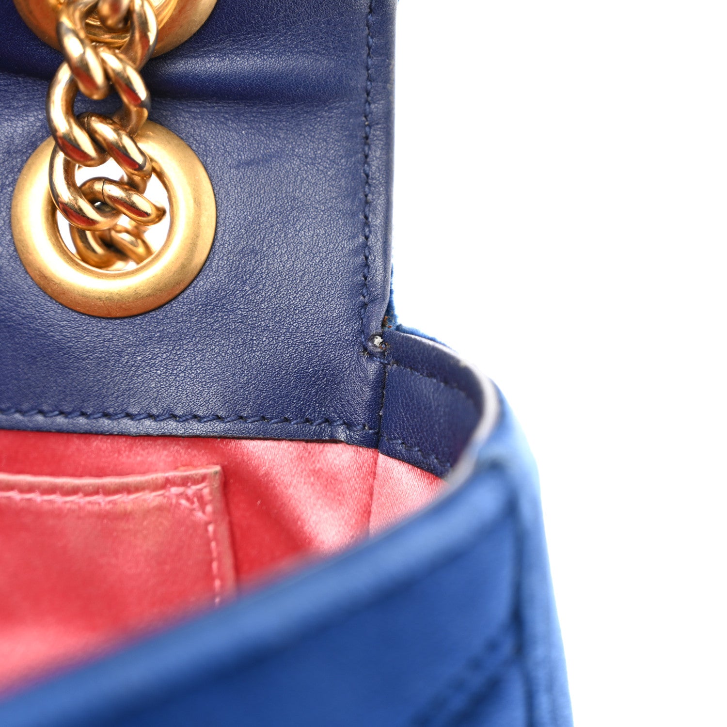 Gucci Velvet Matelasse Mini GG Marmont Shoulder Bag Cobalt Blue 11 of 14