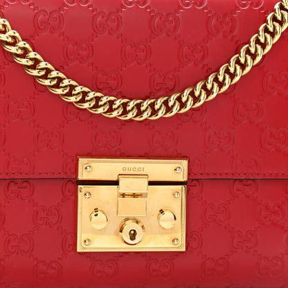 Gucci Guccissima Medium Padlock Shoulder Bag Hibiscus Red 14 of 21