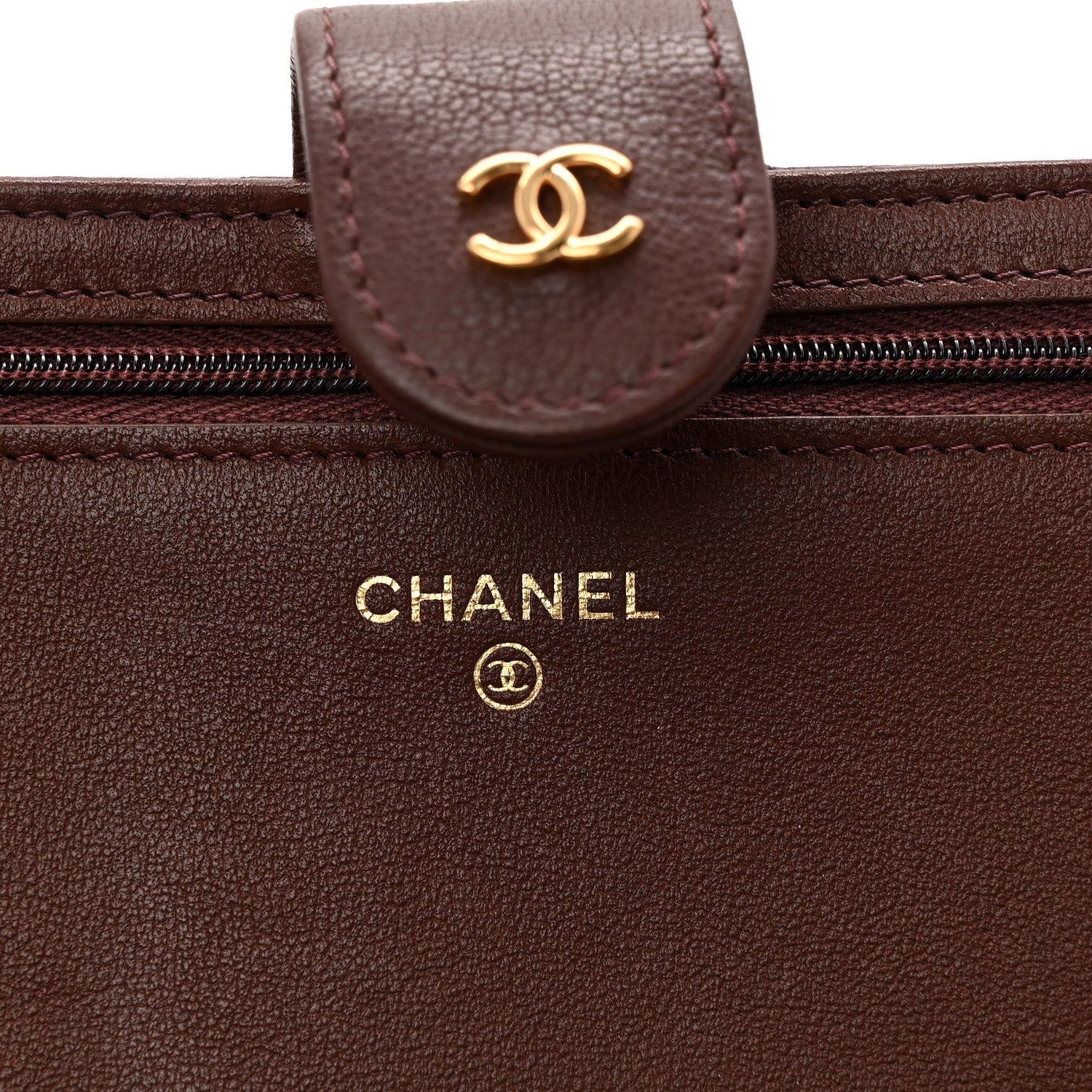 Chanel Goatskin Quilted French Long Wallet Burgundy 6 of 8