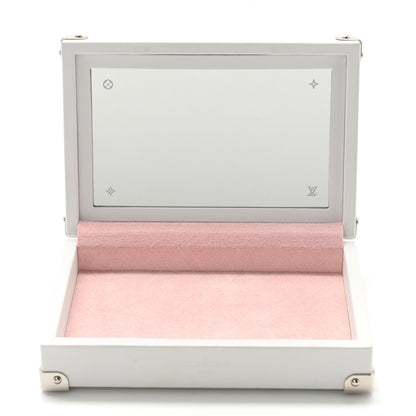 Louis Vuitton Calfskin Mirror Monogram Etched Jewelry Box Trunk White 6 of 9