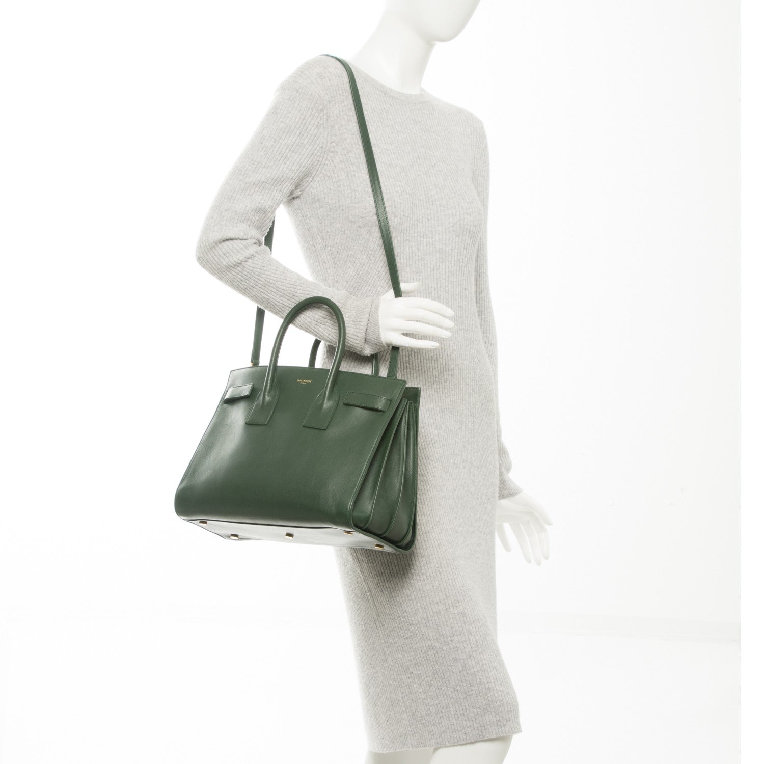 Saint Laurent Calfskin Small Sac De Jour Dark Green 9 of 14