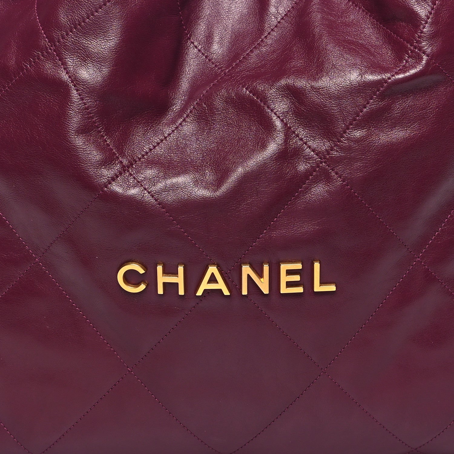 Chanel Shiny Calfskin Quilted Chanel 22 Drawstring Bag Dark Purple 9 of 11