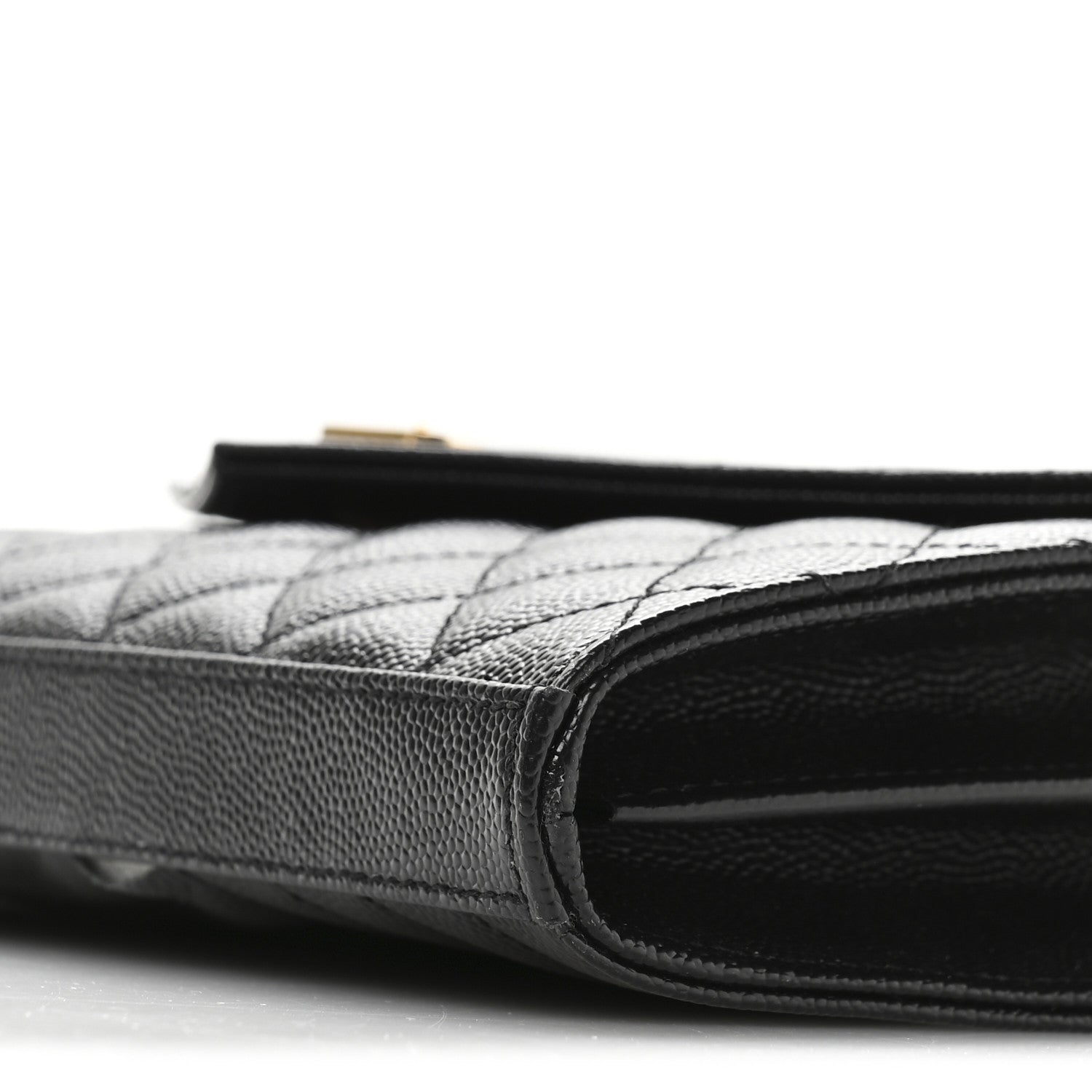Saint Laurent Grain De Poudre Mixed Matelasse Triquilt Monogram Chain Wallet Black 9 of 10