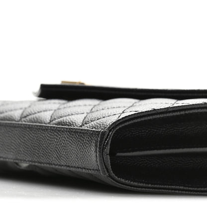 Saint Laurent Grain De Poudre Mixed Matelasse Triquilt Monogram Chain Wallet Black 9 of 10
