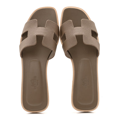 Hermes Epsom Oran Sandals 37 Etoupe 3 of 20