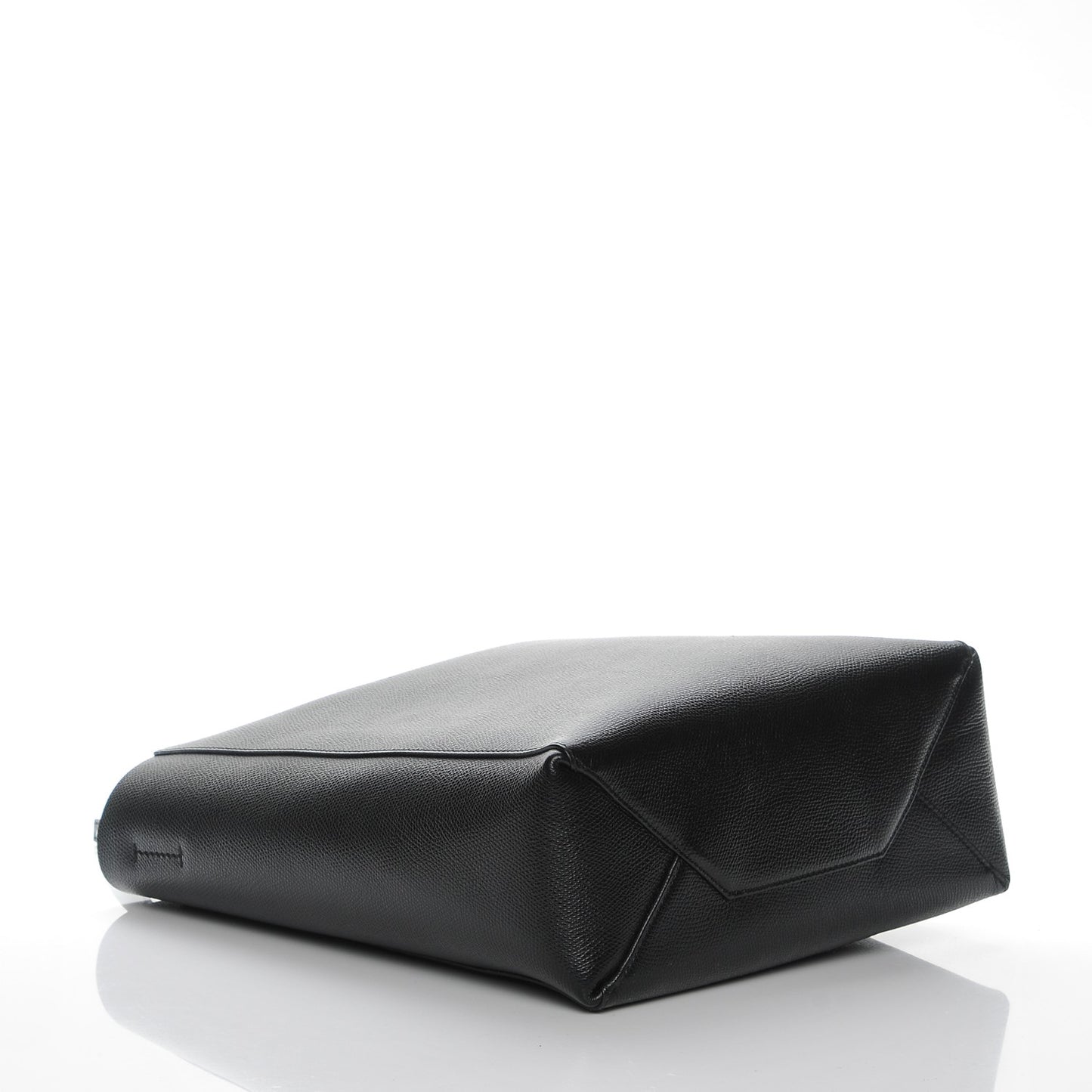 Grained Calfskin Small Vertical Cabas Black