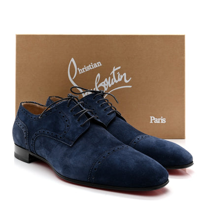 Christian Louboutin Veau Velours Mens So Charles Flat Oxfords 41.5 Navy 10 of 10