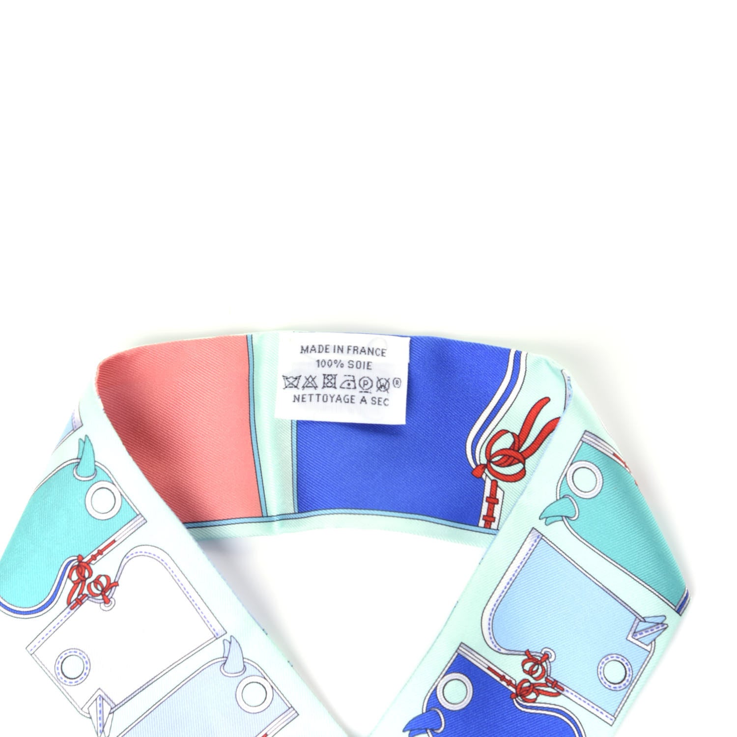 Hermes Silk Camails Twilly Vert D'eau Bleu Corail 3 of 5