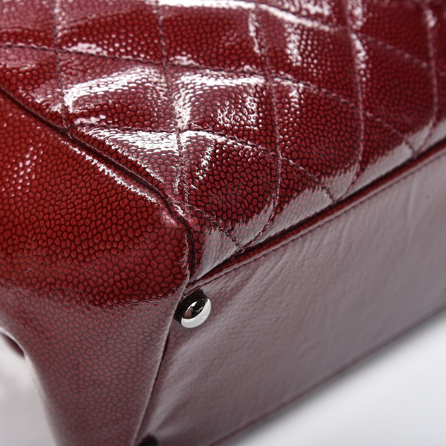 Chanel Patent Caviar Diamond Quilted Shine Small Reissue Tote Red 11 of 11