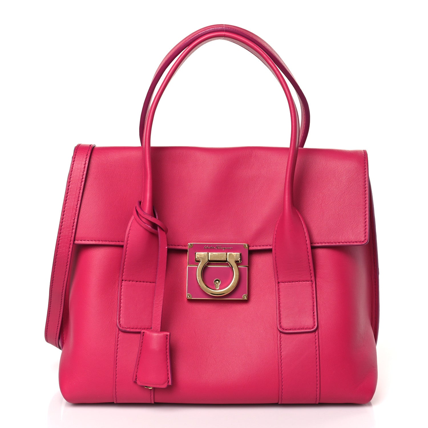 Salvatore Ferragamo Calfskin Large Sookie Satchel Agata Rosa 3 of 10