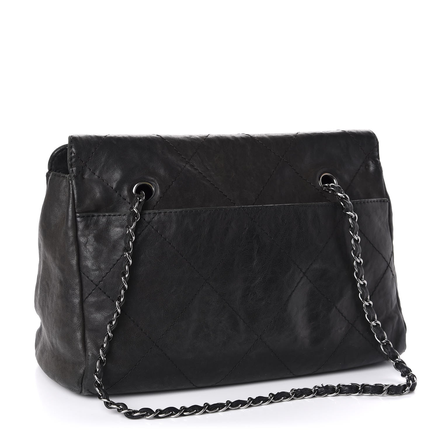 Chanel Washed Calfskin Diamond Stitch Large Hamptons Shopping Tote Black 3 of 14