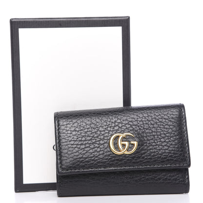 Gucci Pebbled Calfskin GG Marmont 6 Key Holder Black 7 of 7